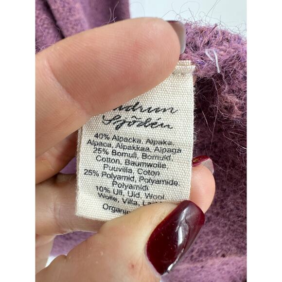 GUDRUN SJODEN Purple Lagenlook Alpaca Wool Cape Cardigan Sweater Size L - Picture 6 of 9